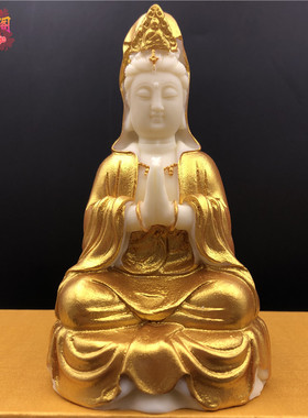 象牙果观音佛像摆件坐禅观世音菩萨保平安家居供奉招财汽车装饰品