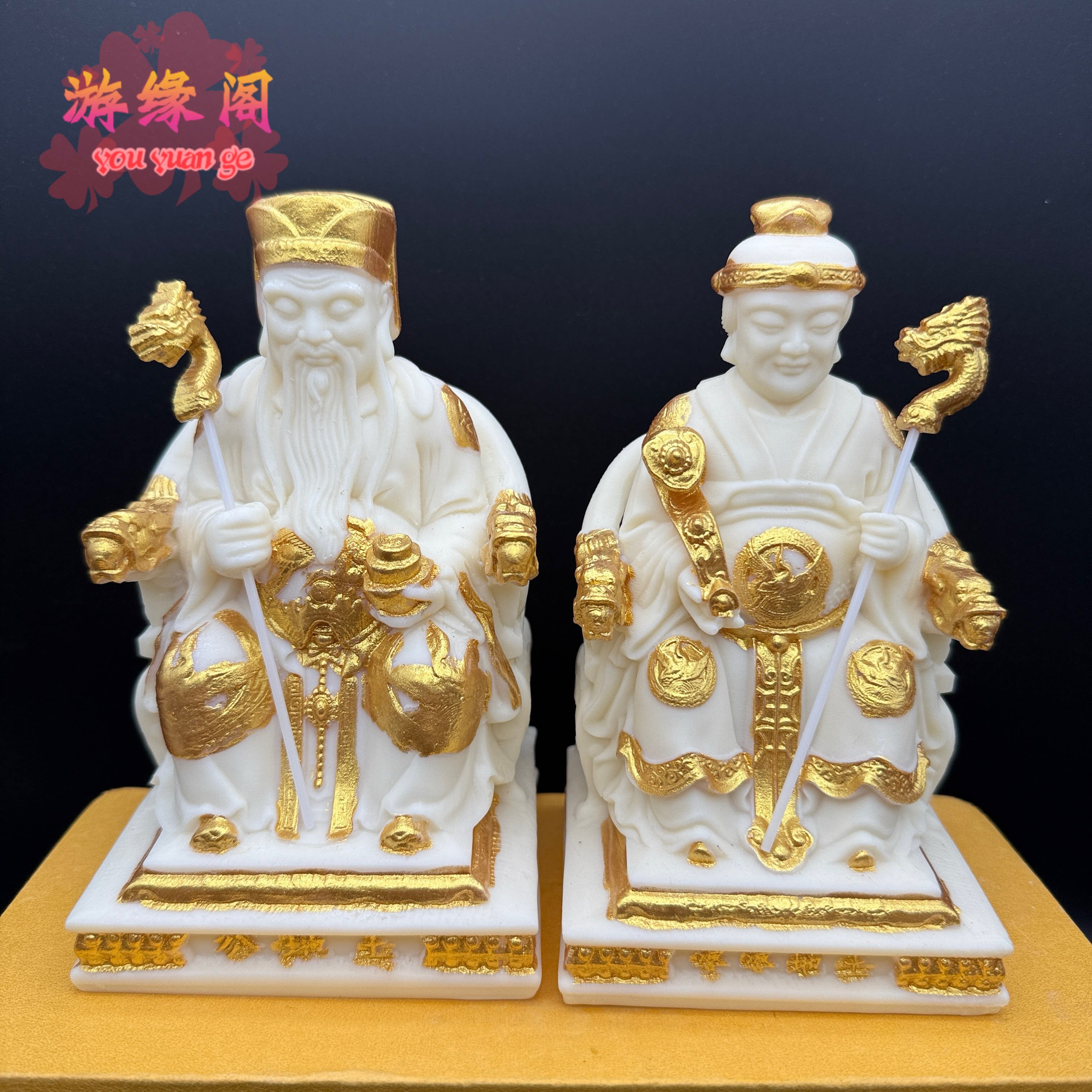 象牙果土地公婆摆件土地爷土地奶供奉家居客厅装饰件工艺品保平安