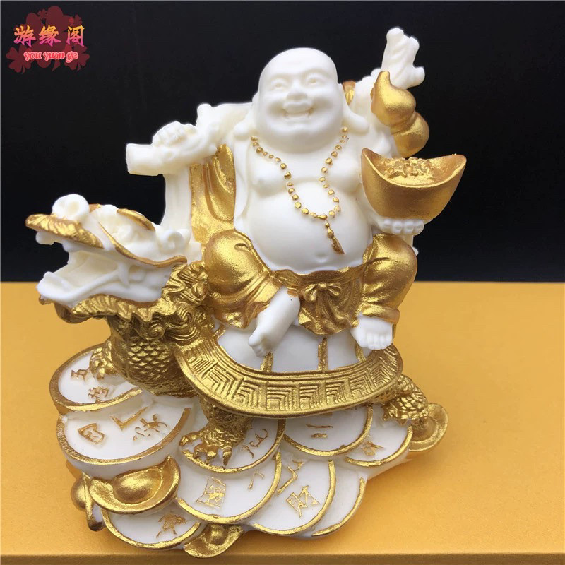 象牙果弥勒佛摆件龙龟坐骑笑佛家居招财进宝工艺品佛像摆设保平安