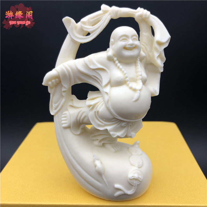 象牙果弥勒佛摆件笑口常开手把玩件家居客厅招财汽车装饰品佛像