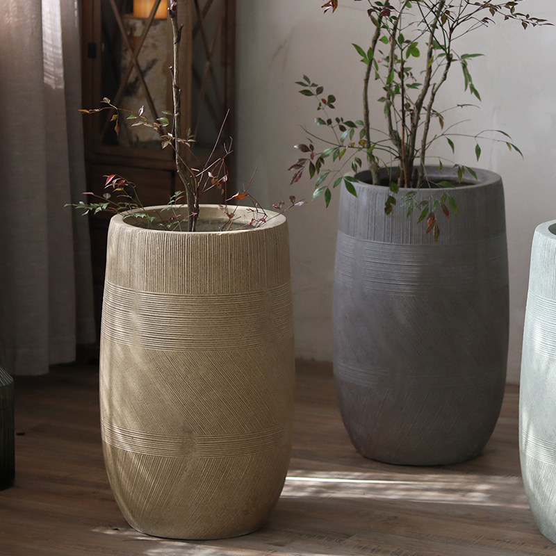 北欧纹理花盆大口径家用大堂商场服装店绿植搭配文艺花器蓝花楹,家居饰品,花盆,淘宝优惠券,粉丝福利购,淘宝优惠卷