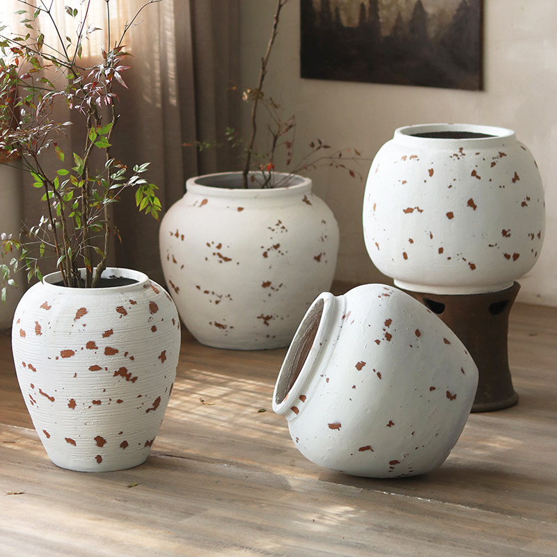 创意中式坛子花盆罐子造型会所酒店大堂天堂鸟家用植物装饰花器