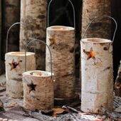 手提白桦木烛台圣诞提灯烛杯餐桌婚礼布景装 饰派对摆件道具森系风