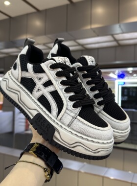 帅气炸街网红男鞋厚底增高老爹鞋夏季网布透气百搭拼色休闲运动鞋