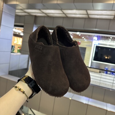 丑萌网红男冬季加绒一脚蹬勃肯鞋