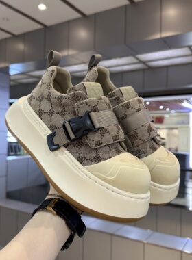 帅气网红时装男鞋黑武士印花厚底外增高老爹鞋抖音爆款休闲帆布鞋