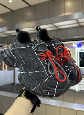 黑武士网红厚底老爹鞋男夏季透气系带百搭时尚休闲潮鞋帅气炸街鞋