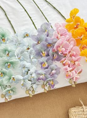 高仿真过胶手感9头蝴蝶兰仿真花假花装饰摆件家居卧室电视柜摆设