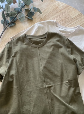 原创女装2024初夏新品 休闲文艺简约日系纯棉圆领白色短袖T恤7952