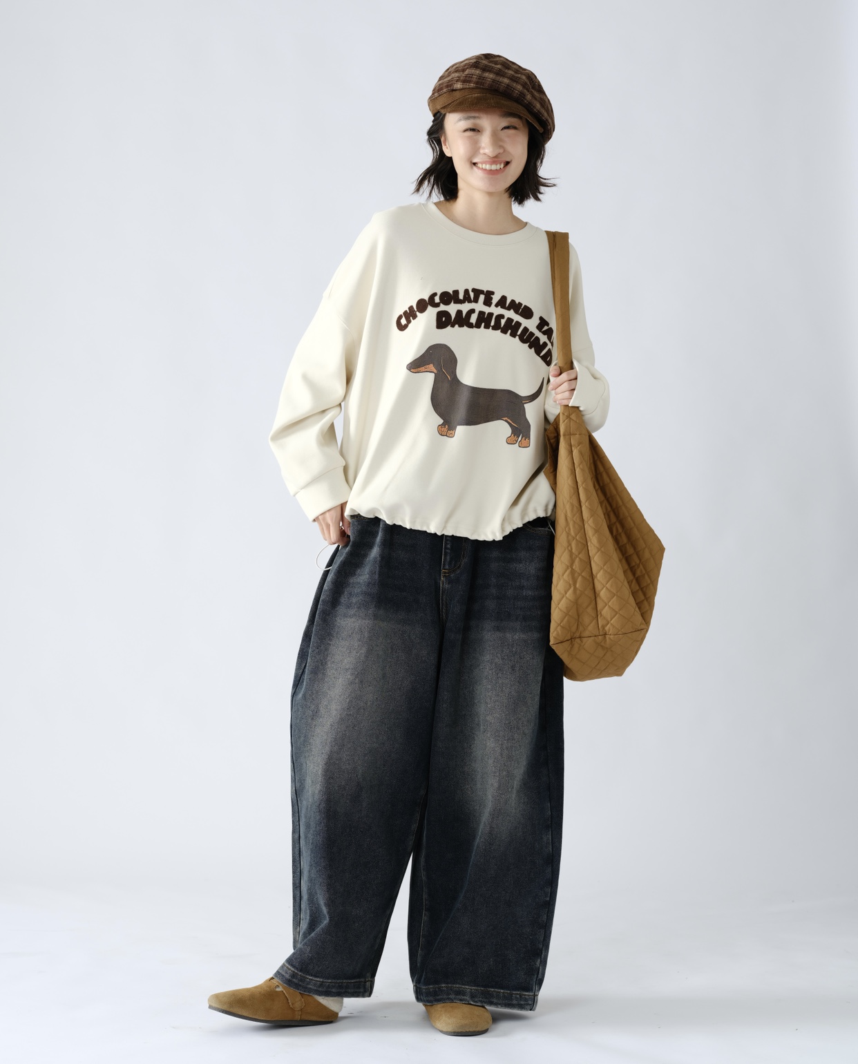 女装2025秋冬新款卫衣35692 休闲文艺宽松显瘦圆领套头印花卫衣女