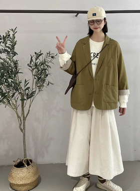 女装32726女装2024春夏新款日系西装外套休闲文艺宽松薄款西服女