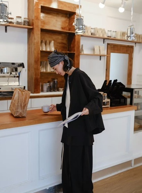 女装2025秋款新长袖衬衫外套35353休闲文艺日系风圆领衬衫上衣女