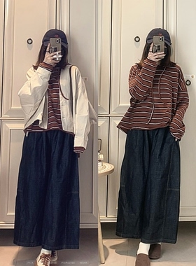 女装2026春季新款T恤35989休闲文艺宽松韩版简约条纹连帽长袖卫衣