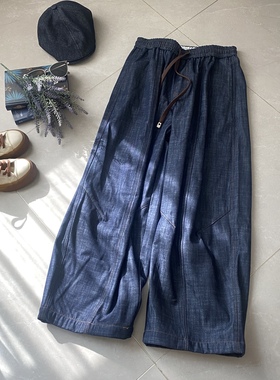 女装2025秋冬加绒牛仔裤35790 休闲文艺宽松显瘦松紧腰长款阔腿裤