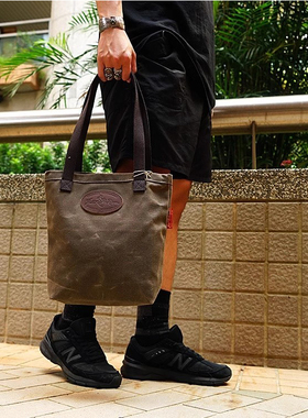 美式复古tute帆布包男女新款百搭单肩斜挎包高级感小众设计包包