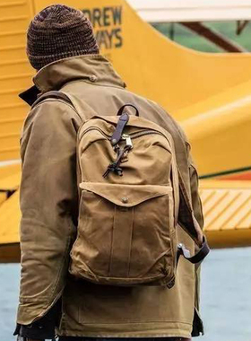 AKARMY 复刻70307复古男包重磅防拨水油蜡帆布双肩手提电脑背包