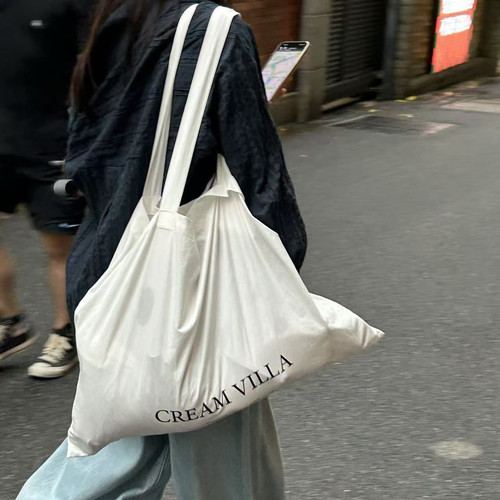 帆布袋定制logo服装店宣传手提袋大容量单肩包环保购物袋松弛帆布