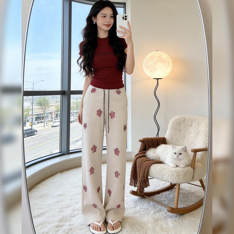 DIONK2026上衣女钻阔休闲减龄烫裤夏青春活力腿两件套运动套装洋