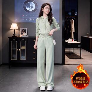 DIONK时尚腿运动套装卫衣阔裤连帽潮显瘦新款开衫休闲秋季女宽松