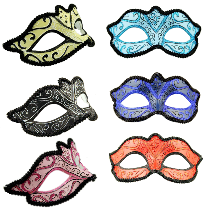 圣诞节化妆舞会成人面具半脸式威尼斯半脸面具儿童手工花纹狐狸款