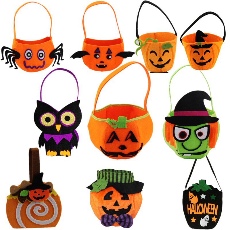 万圣节儿童手提南瓜袋糖果袋子南瓜桶南瓜包鬼服装讨糖diy礼品袋