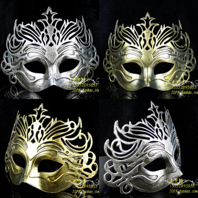 派对舞会面具仿古罗马斗士皇冠面具复古半脸个性绅士男士面具