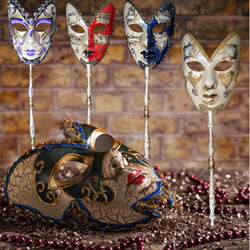 手持意大利面具/cosplay mask 狂欢节化妆舞会全脸手柄威尼斯面具