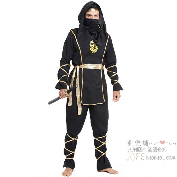 成人儿童黑色夜行衣忍者服装