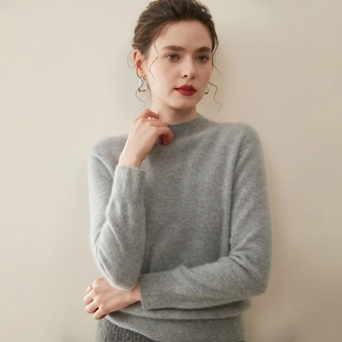 半高领100%纯山羊绒衫 小山羊绒 超柔软 软黄金 爆显瘦