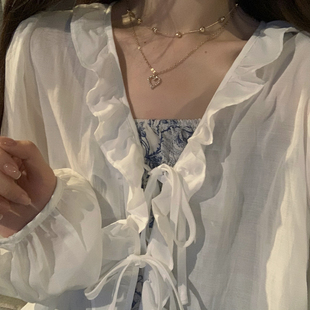 防晒开衫 木耳边薄款 设计感披肩外搭上衣 剪镖外贸折扣女装 捡漏特价