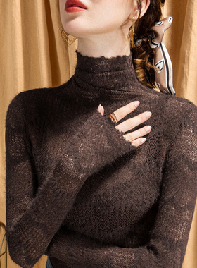 捡漏特价剪镖外贸折扣女装高领秋冬打底衫磨毛蕾丝衫内搭上衣女