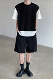 假两件针织短袖T恤套装夏宽松五分短裤两件套B289-TZDK01-P120，男装T恤，电商B289