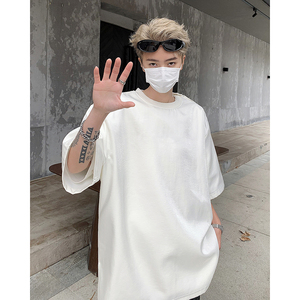 液太垫肩短袖金属纽扣设计感T恤立体纯色半袖上衣-H86031-P58图片