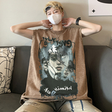 美式做旧水洗背心男大码人物涂鸦印花无袖短袖T恤男B289-BX11-P35，男装背心/马甲，电商B289