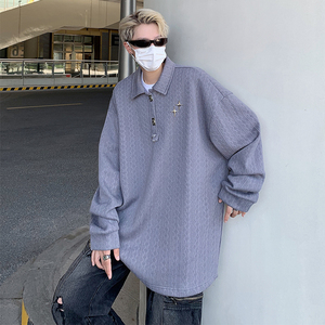 美式小众设计感翻领套头圆领卫衣男女外套情侣上衣B289-WY487-P75图片