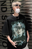 美式夏季重磅满天星卡通印花涂鸦宽松短袖男女T恤B289-H8701-P45，男装T恤，电商B289