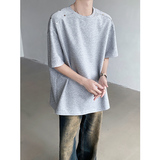 百搭小众金属设计宽松短袖T恤韩版落肩痞帅半袖B289-H2218-P58，男装T恤，电商B289