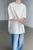 小众金属设计宽松短袖T恤纯色痞帅百搭半袖上衣B289-H2218-P58，男装T恤，电商B289