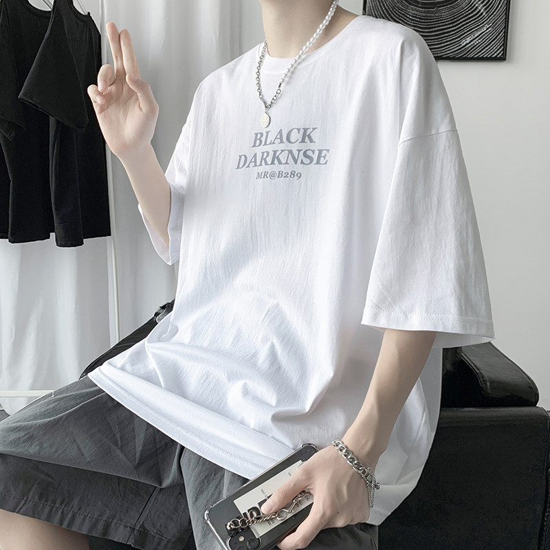 美式高街复古人文风景涂鸦印花宽松短袖T恤男女半袖-T2233-P28,男装T恤,电商B289