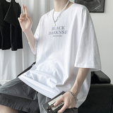 美式高街复古人文风景涂鸦印花宽松短袖T恤男女半袖-T2233-P28，男装T恤，电商B289