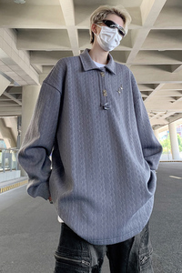 美式小众设计感翻领套头圆领卫衣男女外套情侣上衣B289-WY487-P75图片