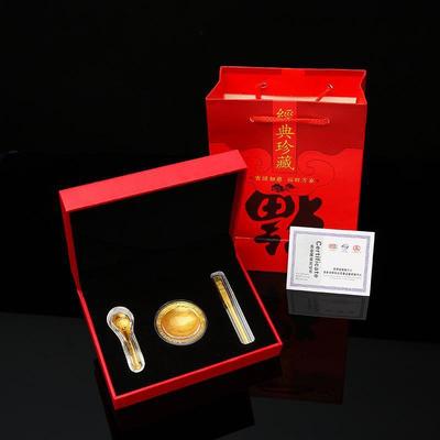 新品新年创意礼品聚福三宝摆件金碗筷饭碗银饭碗珍藏惠赠保险活动