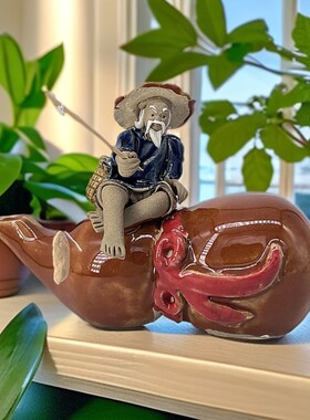 陶瓷葫芦渔翁摆件