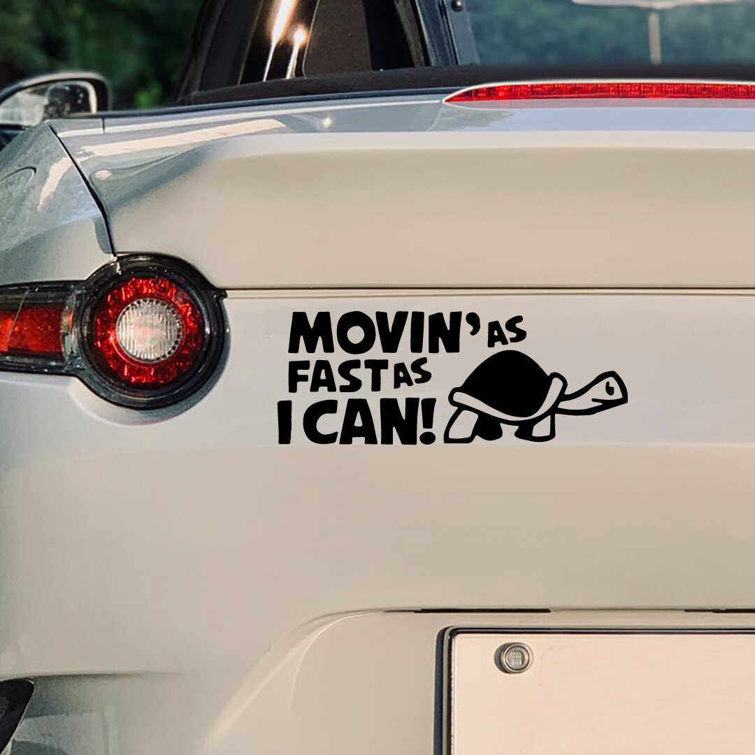 龟速老司机搞笑个性汽车摩托车镂空反光贴纸可爱电动车装饰画定制