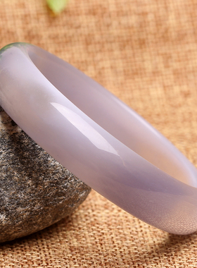 饰品斯里兰卡淡紫灰色猫眼水晶石手镯 效应亮光滑面中宽配玉镯子