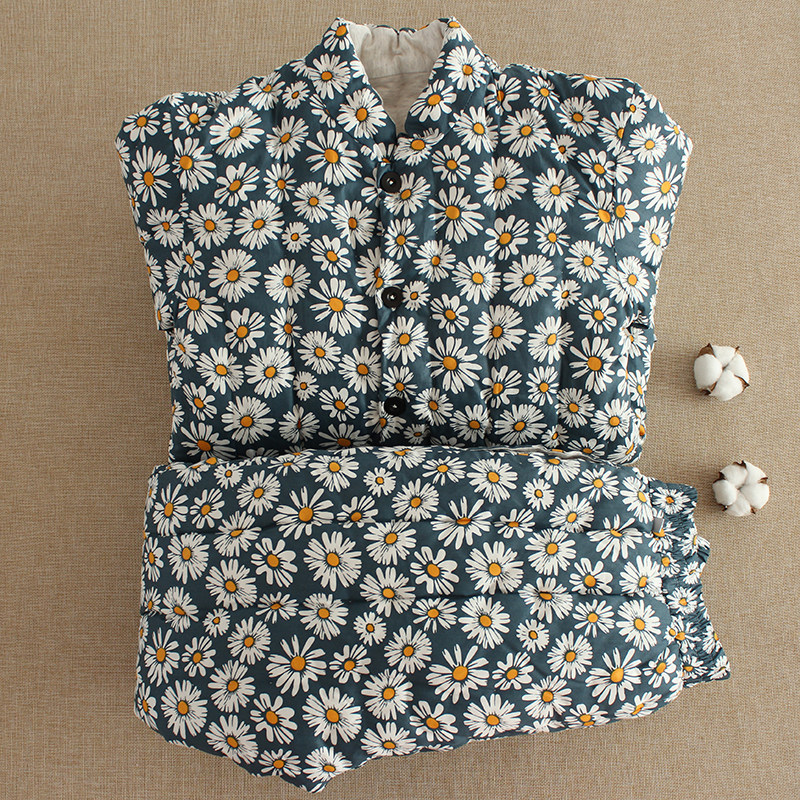 纯棉花手工女士冬季棉袄棉裤套装成人居家保暖加厚高腰长裤棉衣服