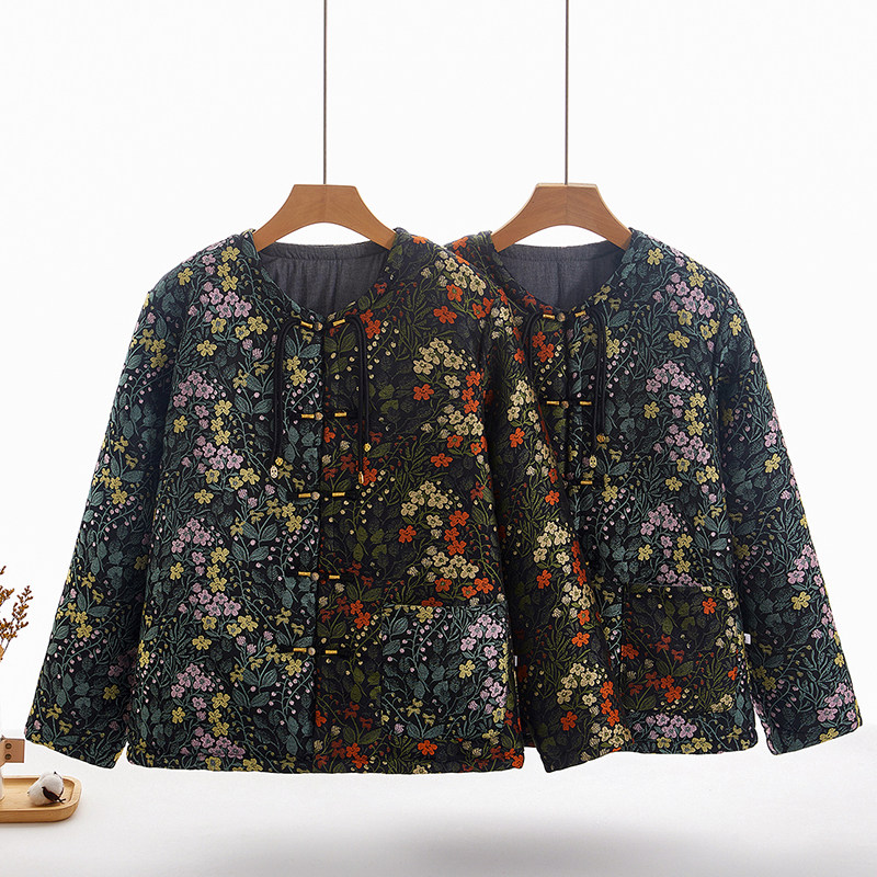 棉花咏中式棉花棉服撞色夹棉外套