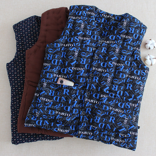 男士手工棉花冬加厚保暖马甲坎肩