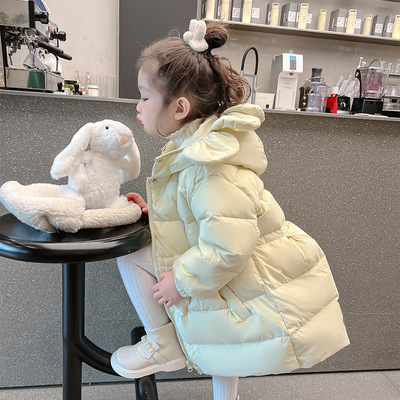 女童羽绒服2025新款冬季轻薄儿童装冬款白鸭绒中长款宝宝冬装