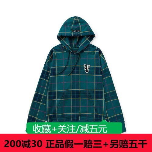 套头休闲VANS连帽格子卫衣男子